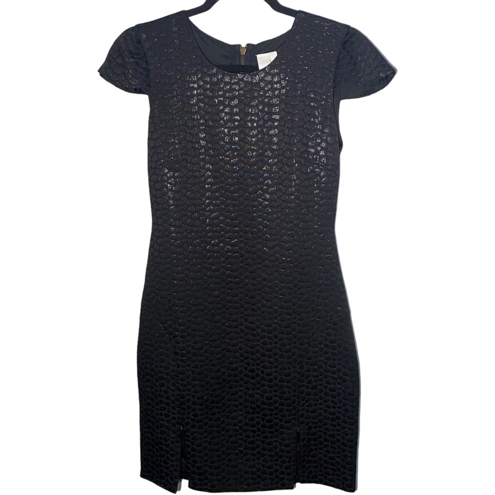 2B.Rych Womens Size 8 Cap‎ Sleeve Professional Dress  Round Neck Black Sheen
